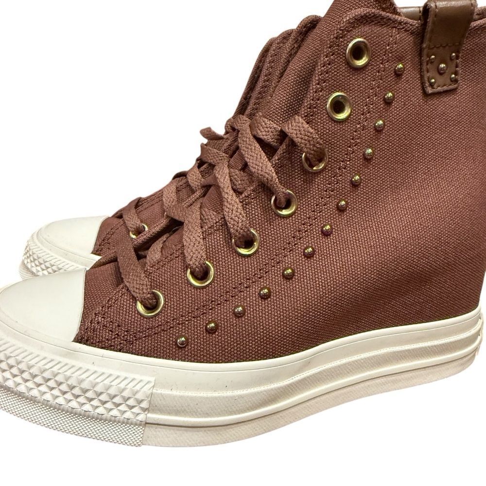 LAST Converse Chuck Taylor All Star Wedge Platform Studded Western Brown Sz 7.5 - Picture 6 of 12